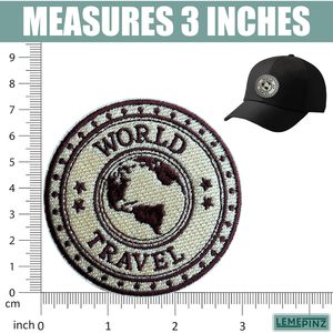 World Travel Embroidery Patch 3 Inches Iron On <b>Sew</b> On Fabric Applique For <b>Bags</b> - Product Image 3
