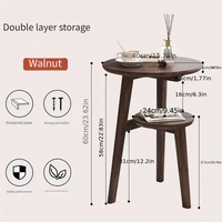 Table basse ronde à double niveau en bois de bambou, finition laquée mobile, meubles de salon durables et faciles à nettoyer