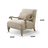 Canapé classique vintage royal de luxe en bois, fauteuil individuel, canapé de haute qualité sculpté à la main, meubles de maison, canapé pour salon