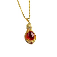 Pendentif en cuivre plaqué or antique avec jade pour femme, bijou porte-bonheur, collier pendentif goutte d'eau de haute qualité