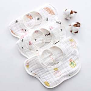 Low Price Best Bandana Bib Plain Absorbent Triangle 100% Organic Cotton <b>Baby</b> Drool <b>Muslin</b> Bibs With Adjustable Button - Product Image 3