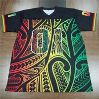 Maillot de football décontracté pour jeunes FQ Custom Reggae Culture Rasta Mesh Jersey Tonga Maori American Football Jersey Sublimation pour hommes