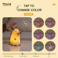 Lampe de chevet portable pour bébé, petite, USB, cadeau, jouets souris, tactile, décoration personnalisée, mignonne, en silicone, couleur, lampe de chambre à coucher, LED