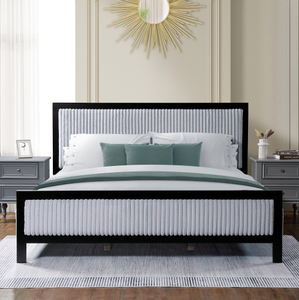 Luxury Modern Adjustable Wooden King Bed <b>Frame</b> with Soft Upholstery <b>Oak</b> Finish-Apartment-Friendly Bedroom Furniture - Product Image 2