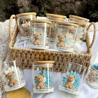 Bougie personnalisée mignonne parfumée Teddy Daisy Floral Fragrance Flower et bougie ours brun pour souvenir de baptême Cadeaux d'anniversaire