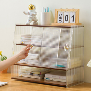 Étagère de bureau en bambou multicouche, support de rangement pour bureau, organisateur de bureau, forme rectangulaire autoportante - Product Image 1