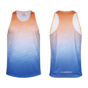 CL065 Custom Sublimated Unisex Crew Neck Regular Fit Quick Dry <b>Reflective</b> Racer Back Marathon Singlet Breathable - Product Image 2