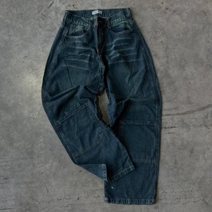 Vaqueros de mezclilla holgados de corte bajo, estilo urbano, vintage, con lavado ligero y rasgados, de pierna ancha y ajuste holgado, de alta calidad y personalizados para hombre. - Product Image 6