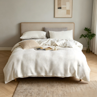 Parure de lit rafraîchissante 100 % coton gaufré pour les personnes ayant chaud la nuit, idéale pour hôtels et maisons, housse de couette et taies d'oreiller respirantes, tailles Queen et King, vente en gros