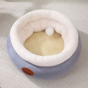 Cat Round Pet <b>Bed</b> Faux Fur Warm Portable <b>Nest</b> For Cat All Season Use - Product Image 4