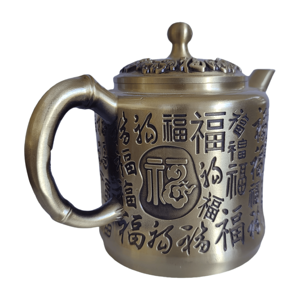 Théière en laiton de style chinois, taille et forme personnalisables, ornements, motifs de dragon, de phénix et de cent bénédictions pour la maison et le bureau - Product Image 5