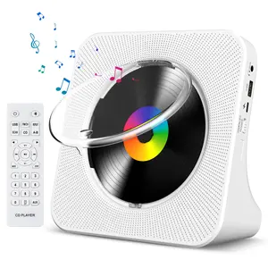 Pemutar CD Bluetooth Desktop portabel, pemutar CD dengan Timer speaker HiFi bawaan dengan tampilan layar LCD Boombox Radio FM