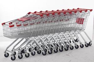 Chariot de courses de supermarché de style européen, chromé, 85L - Product Image 6