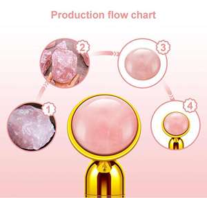 工場カスタマイズロゴナチュラルジェイドストーンローズクォーツバイブレーターフェイシャルローラー24Kラウンドパネルビューティーバー - Product Image 4