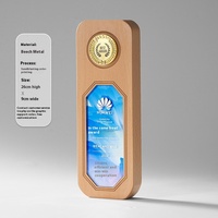 Trophée créatif en métal diamant en bois Récompense réunion annuelle honneur plaque d'employé exceptionnel trophée de plaque d'autorisation de verre