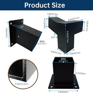 Ensemble <span class=keywords><strong>de</strong></span> supports <span class=keywords><strong>de</strong></span> pergola 4x4 Premium comprenant 90 pièces °   Supports d'angle et bases <span class=keywords><strong>de</strong></span> poteaux, kit <span class=keywords><strong>de</strong></span> pergola facile à assembler pour <span class=keywords><strong>jardin</strong></span>, terrasse - Product Image 6