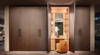 Armoire pliante moderne en MDF - Ensemble de meubles de chambre à coucher durables avec portes coulissantes