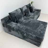 Canapé-lit style italien paresseux nuage en peluche Ultra large profondeur d'assise épais velours côtelé Wabi Sabi Style Premium
