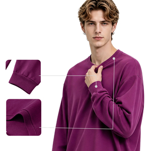 เสื้อยืดสตรีทแวร์ผ้าฝ้ายระบายอากาศได้ดี คุณภาพสูง 300GSM เนื้อหนา ทรงโอเวอร์ไซส์ สกรีนลายได้ตามต้องการ เสื้อยืดแขนยาวสำหรับผู้ชาย - Product Image 3