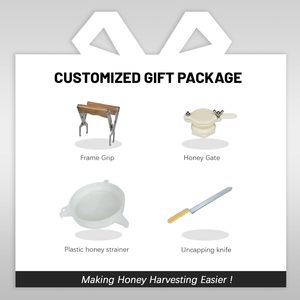 Witbee Manual Honey Extractor 2 <b>Deep</b> <b>Frames</b> Gear Core with <b>Frame</b> Grip Uncapping Knife Double Sieve Beekeeping Starter - Product Image 2