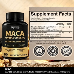 <b>Maca</b> Capsules High Potency Black <b>Red</b> Yellow <b>Maca</b> Root Powder Men Stamina Supplement OEM ODM Custom Packaging Wholesale - Product Image 2