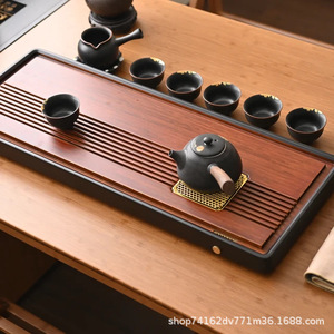 Solid Wood <b>Tea</b> <b>Tray</b> Rectangular Simple Design Heat Resistant For Home Kung Fu <b>Tea</b> Brewing Living Room Use - Product Image 1