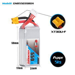 GNB5503S80A 550mah 3S 11.1V 80C XT30 LiPo <b>Battery</b> 300-Cycle LiCoO2 Mini Micro FPV Freestyle RC Car Boat DIY - Product Image 3