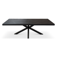Table à manger industrielle en chevrons avec plateau en bois massif |   Meubles de maison avec structure métallique |   Tailles et couleurs personnalisées, faits à la main, pour l'extérieur, appartement