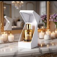 Botellas de Perfume de Vidrio Transparente Doradas Personalizadas, Tapa de Cuero, 30ml 50ml 100ml, Botella de Perfume de Lujo con Caja