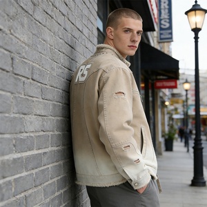 Chaquetas <span class=keywords><strong>de</strong></span> Lona <span class=keywords><strong>con</strong></span> Apliques Desgastados y Decolorados por el Sol, Estilo Vintage, para Hombre, Chaquetas <span class=keywords><strong>de</strong></span> Motociclista <span class=keywords><strong>con</strong></span> Remaches - Product Image 3