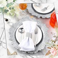 Assiettes de présentation argentées 13 pouces, vintage, élégantes, décoratives, en plastique, pour événements sportifs, fêtes et célébrations