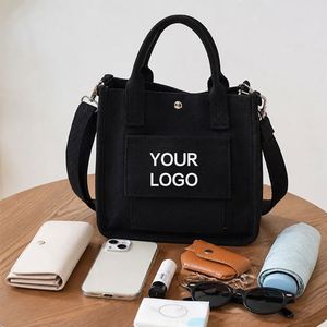 Custom Logo Canvas Bag Women Multi Pocket Tote Simple Crossbody Student <b>Handbag</b> for Campus Life - Product Image 3