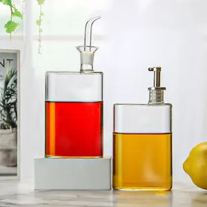 56H Edelstahl Ölflasche Borosilikat-Glasbehälter Küche Gewürzbehälter Soße Essig-Flasche Ölspender