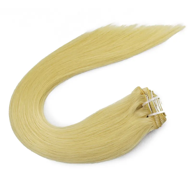 16 "clip trong phần mở rộng tóc người Full Head Blonde đôi sợi Ngang Chất lượng cao nguyên phần mở rộng tóc người