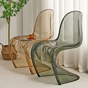 Nordic Modern Simple Creative Living Room Leisure S Shaped Transparent Ghost Crystal Acrylic Plastic Dining Chair