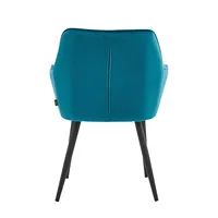 Fauteuil de salle à manger moderne de luxe en tissu velours turquoise avec pieds en métal