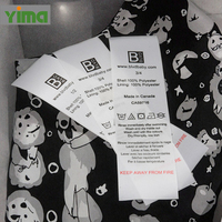 Étiquettes imprimées YIMA écologiques en ruban satiné pour l'entretien des vêtements, logo personnalisé, haute densité, rouleau blanc, étiquette de lavage pour vêtements, OEM