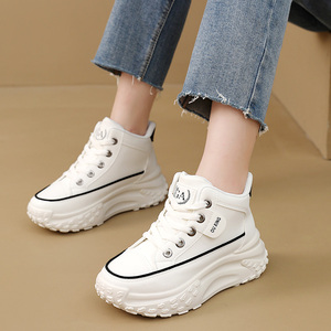 Zapatillas Deportivas <span class=keywords><strong>de</strong></span> <span class=keywords><strong>Mujer</strong></span>, Impermeables, <span class=keywords><strong>de</strong></span> Cuero, Rojas y Blancas, <span class=keywords><strong>de</strong></span> Caña Alta, con <span class=keywords><strong>Suela</strong></span> Gruesa y Resistente, <span class=keywords><strong>para</strong></span> Uso Diario y al Aire Libre - Product Image 5