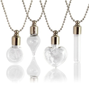Aksesori DIY kalung botol kaca bening dapat dibuka penutup sekrup kalung guci parfum liontin rantai botol harapan abu untuk wanita - Product Image 1