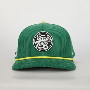 Casquette de baseball unisexe OEM 5 panneaux en velours côtelé avec logo en caoutchouc, cordon de golf, boucle métallique imperméable, vente en gros, personnalisable pour hommes - Product Image 2