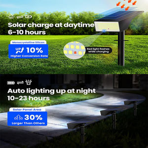 Focos Solares para Exteriores, 100 LED, IP65 Impermeables, 4 Modos de Luz, Encendido/Apagado Automático, para Jardín, Patio, Camino, Iluminación de Paisajes - Product Image 4