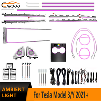 Kit d'éclairage ambiant Cardoo pour Tesla Model 3/Y 2021+ - Intérieur de voiture - 64 couleurs - Éclairage LED dynamique - Gravure laser - Kit de mise à niveau