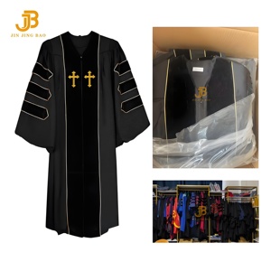Robe de graduation personnalisée, vente en gros pour les écoles, polyester mat, broderie dorée, croix, robes de clergé, uniforme d'église, sacerdoce, chœur - Product Image 5
