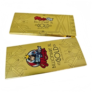 Papiers à rouler Monkey King Billionaire XL Gold Super King Size en fibres végétales naturelles, 32 feuilles + 32 embouts par carnet, 24 carnets par boîte - Product Image 3