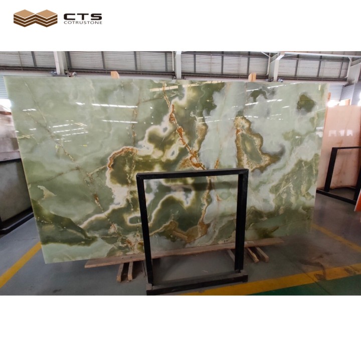 100% Natural Good Price Translucent Slab Polish Green Jade Onyx Marble For Home Building Interior Wall