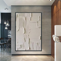 Art Original Peint À La Main Moderne 3D Texturé Abstrait Toile Grande Peinture À L'huile Minimaliste Beige
