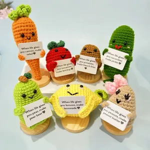 Handmade Crochet Positive Potato Desk Ornaments Emotional Support Christmas Gift For Family Crochet Positive Potato