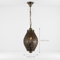 Lampe suspendue vintage en fer forgé ajouré, style arabe, turc, marocain, dimmable, pour intérieur, usage commercial et domestique, bronze antique moyen