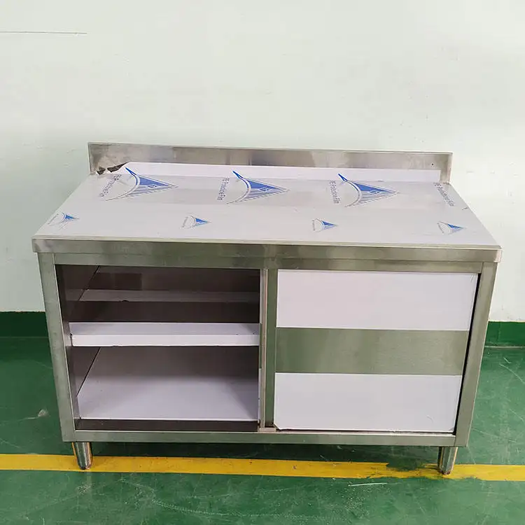 Portas deslizantes destacável aço inoxidável comercial Worktable armário cozinha para cozinha