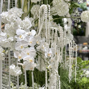 Fiori Artificiali Bianchi Puri Stile Coreano per Matrimoni, Ingrosso di Ortensie Bianche e Phalaenopsis, Decorazioni per Archi e Sfondi, Fiori Finti - Product Image 4